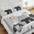 Sweet Jojo Designs Beige Grey Boho Mountain Animal Woodland Forest Friends Unisex Boy Or Girl 3 Pc Full Queen Comforter Set