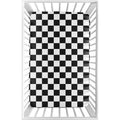 Sweet Jojo Designs Black White Gingham Checkered Plaid Boy Girl Unisex Gender Neutral Fitted Mini Portable Crib Sheet Retro