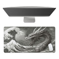 Sweet Jojo Designs Black And White Dragon Boy Girl Unisex Gender Neutral Large Mouse Pad Desk Mat Japanese Wave Art Fantasy