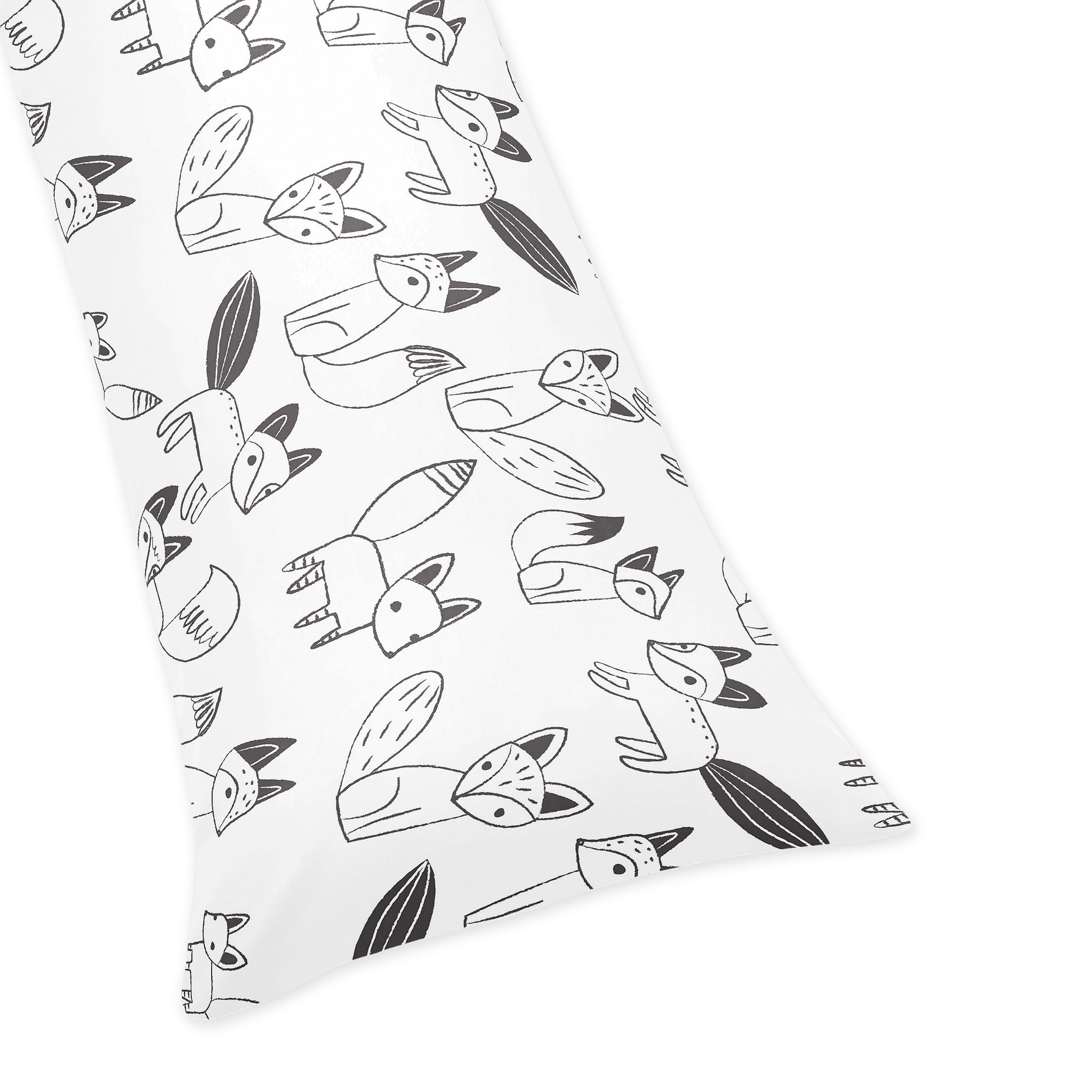 Sweet Jojo Designs Black And White Fox Collection Body Pillow Case
