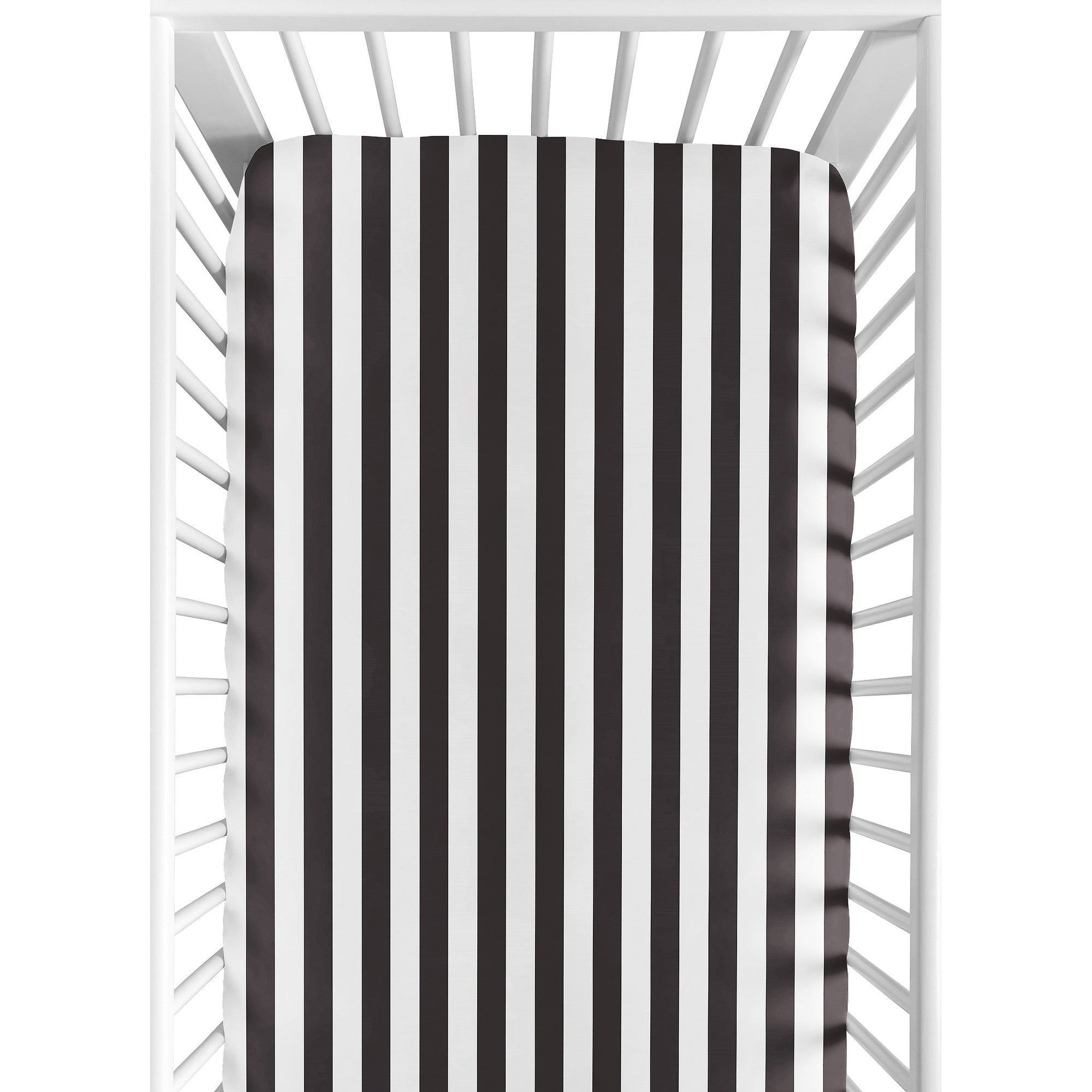 Sweet Jojo Designs Black And White Stripe Fitted Crib Sheet