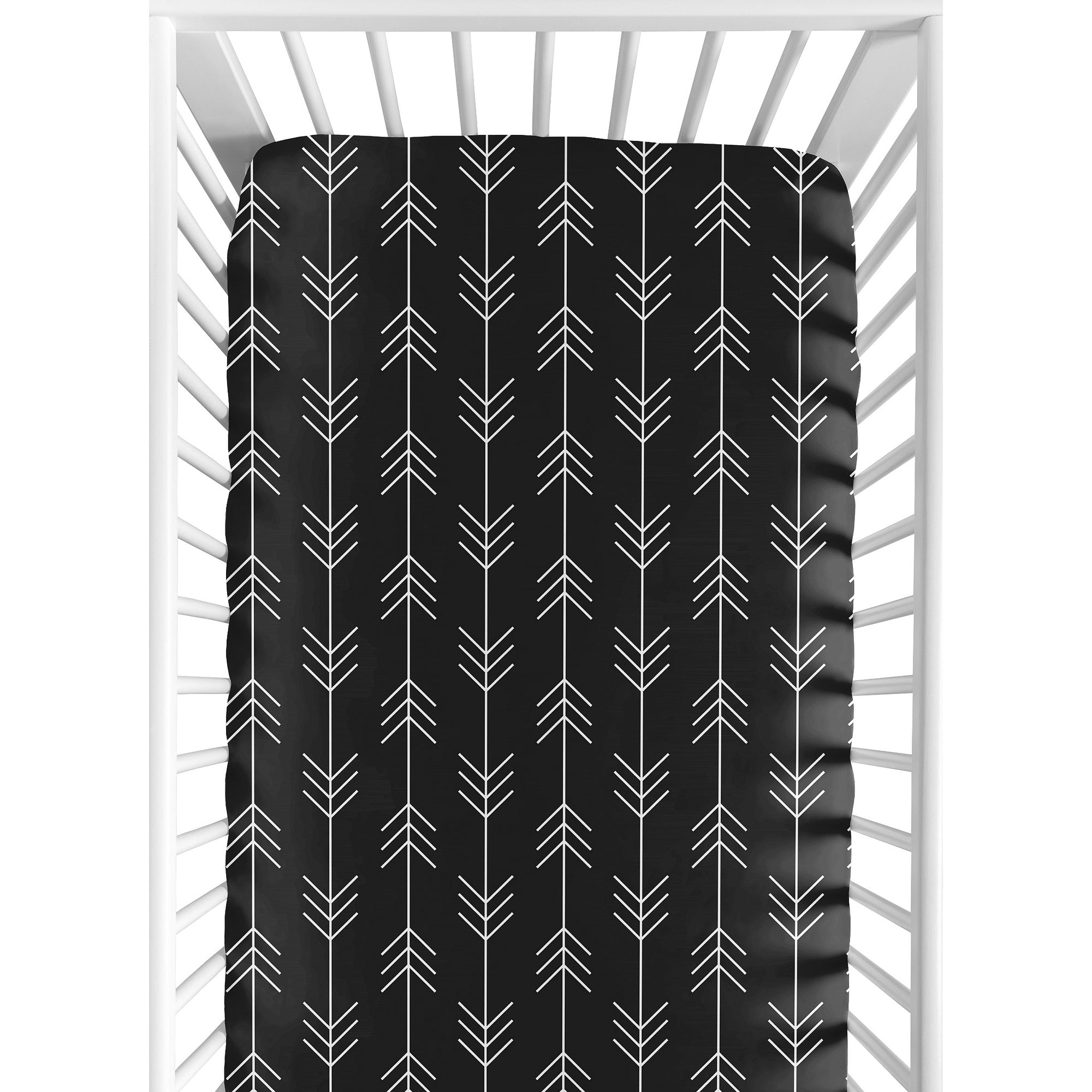 Sweet Jojo Designs Black And White Woodland Arrow Rustic Patch Collection Fitted Crib Sheet