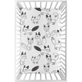 Sweet Jojo Designs Black And White Woodland Fox Collection Fitted Mini Portable Crib Sheet
