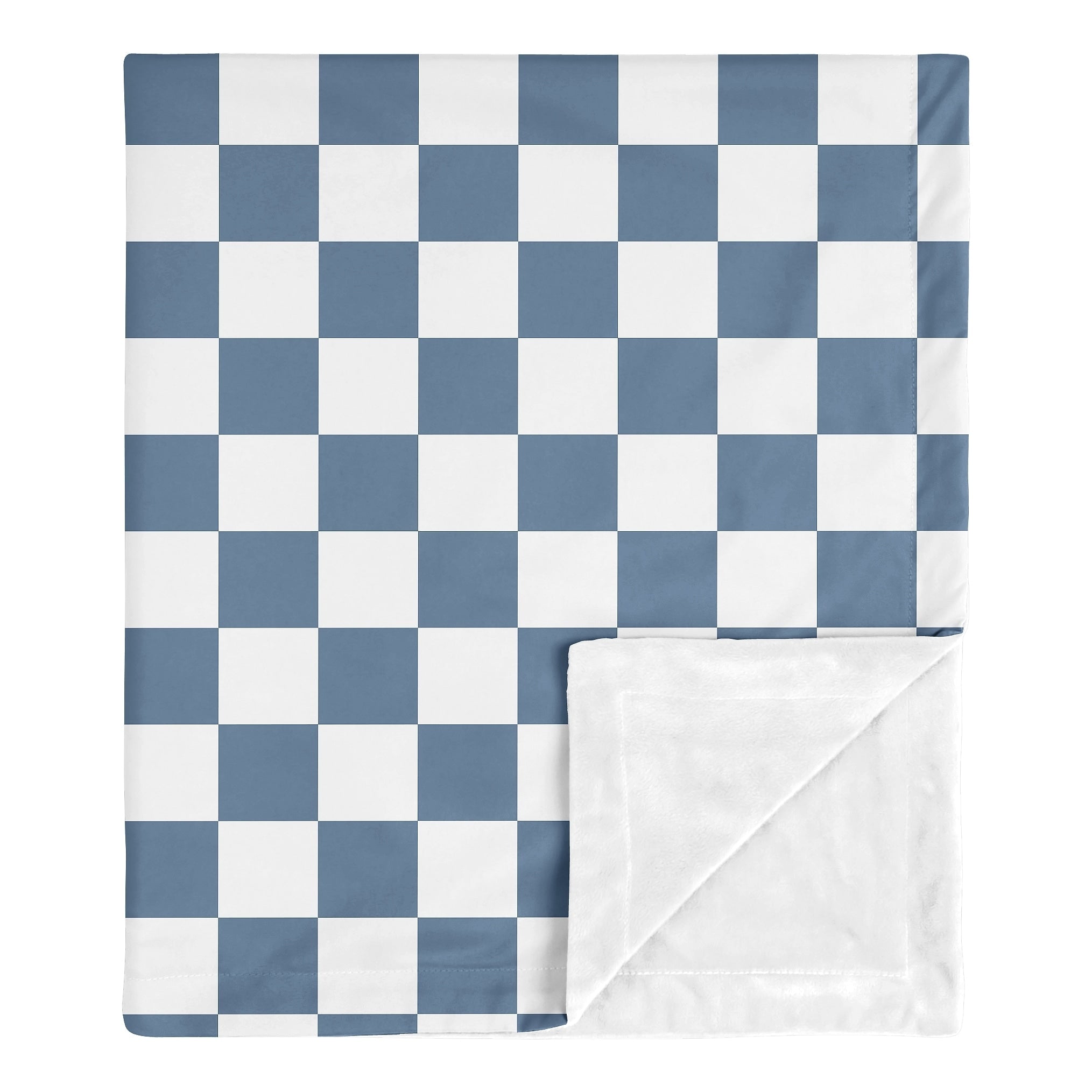 Sweet Jojo Designs Blue Gingham Checkered Plaid Boy Baby Receiving Security Swaddle Blanket Vintage Classic Checkerboard Retro