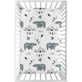 Sweet Jojo Designs Blue White Watercolor Bear Mountain Collection Fitted Mini Portable Crib Sheet