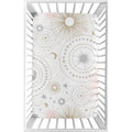 Sweet Jojo Designs Blush Pink Gold Grey And White Star And Moon Celestial Collection Fitted Mini Portable Crib Sheet