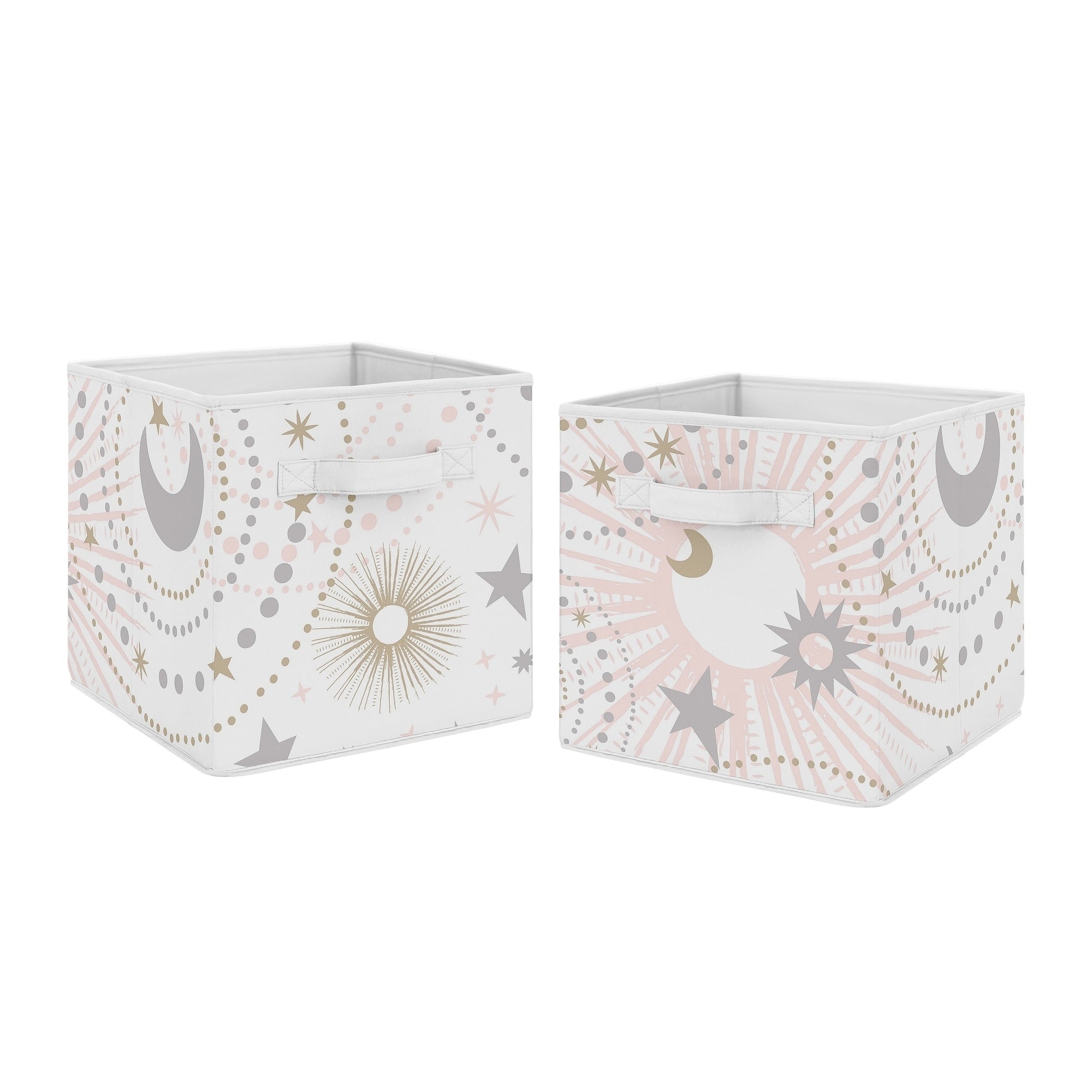 Sweet Jojo Designs Blush Pink Gold And Grey Star And Moon Celestial Collection Storage Bins Set Of 2