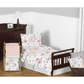 Sweet Jojo Designs Blush Pink Grey And White Chic Watercolor Floral Collection Girl 5 Piece Toddler Size Comforter Set