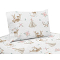 Sweet Jojo Designs Blush Pink Mint Green And White Boho Woodland Deer Floral Collection 3 Piece Twin Sheet Set