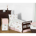 Sweet Jojo Designs Blush Pink Mint Watercolor Woodland Deer Floral Collection Girl 5 Piece Toddler Size Comforter Set
