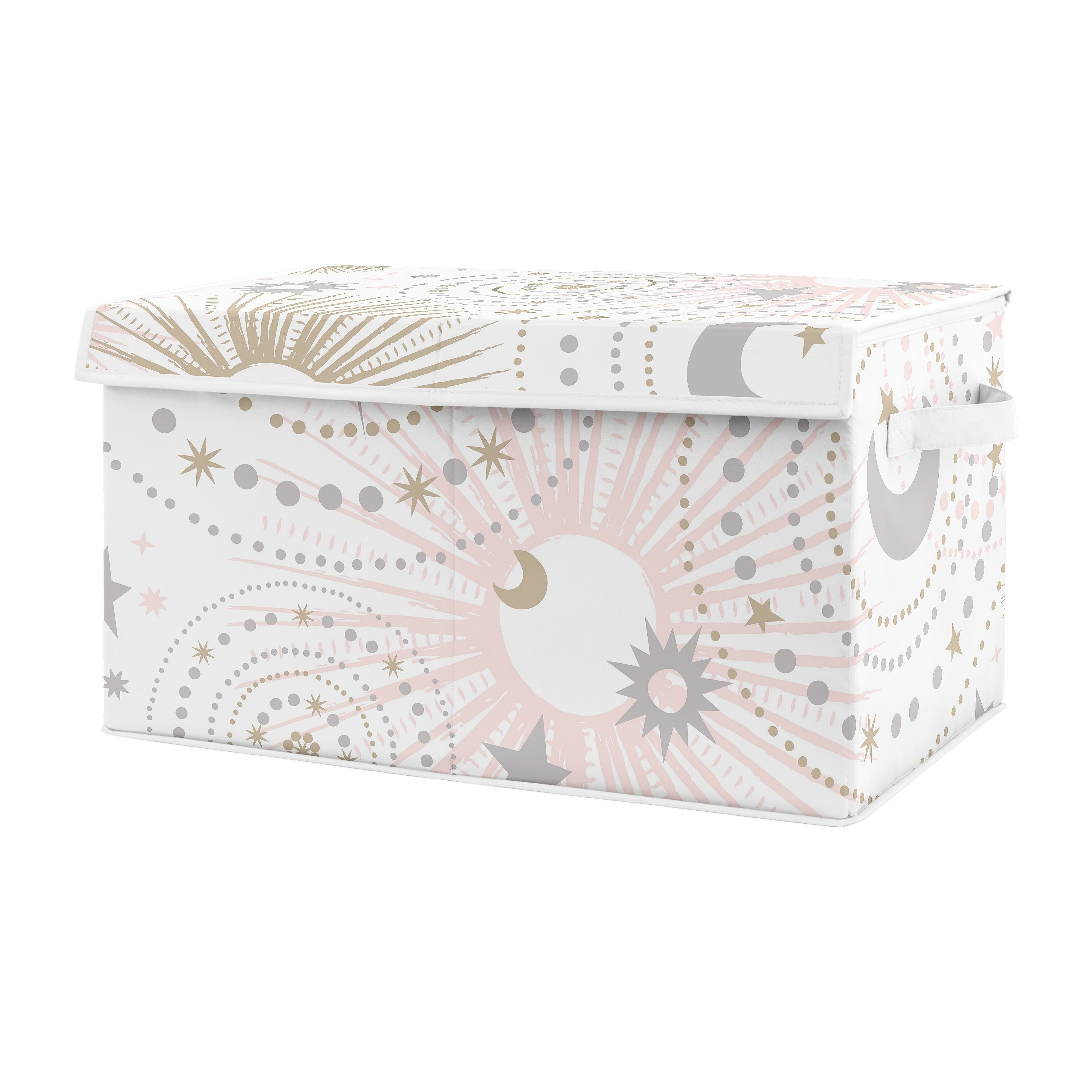 Sweet Jojo Blush Pink Gold And Grey Star And Moon Celestial Collection Girl Kids Fabric Toy Bin Storage