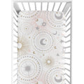 Sweet Jojo Designs Blush Pink Gold Grey And White Star And Moon Celestial Collection Fitted Crib Sheet