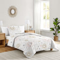 Sweet Jojo Designs Blush Pink Gold Grey And White Star Moon Celestial Collection Girl 4 Piece Twin Size Comforter Set