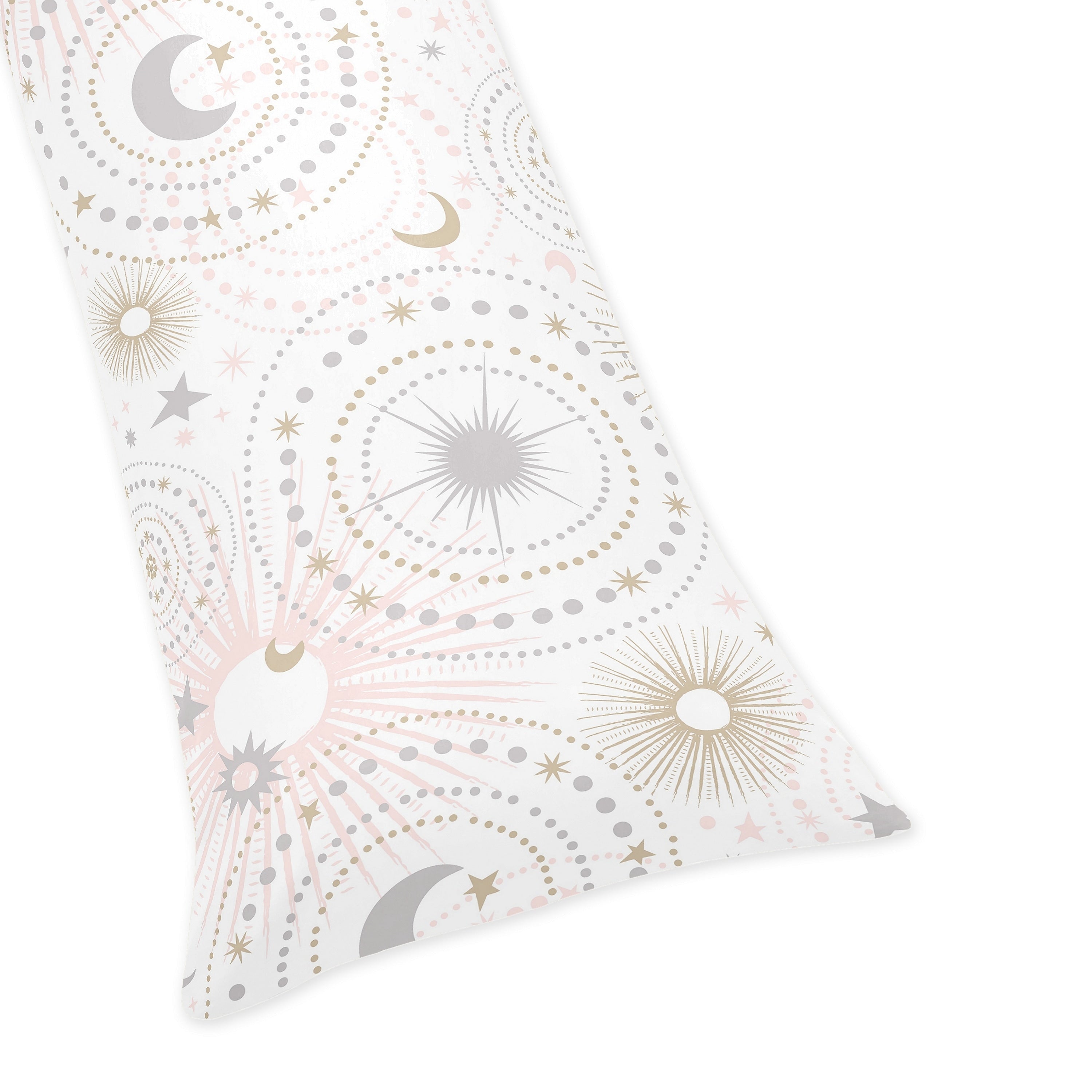 Sweet Jojo Designs Blush Pink Gold And Grey Star And Moon Celestial Collection Body Pillow Case Pillow Not Included