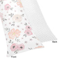 Sweet Jojo Designs Blush Pink Grey And White Watercolor Floral Collection Body Pillow Case Pillow Not Included