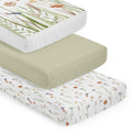 Sweet Jojo Designs Boho Floral Garden Flower Girl 3 Pack Fitted Crib Sheets Solid Green Watercolor Bohemian Floral Farmhouse