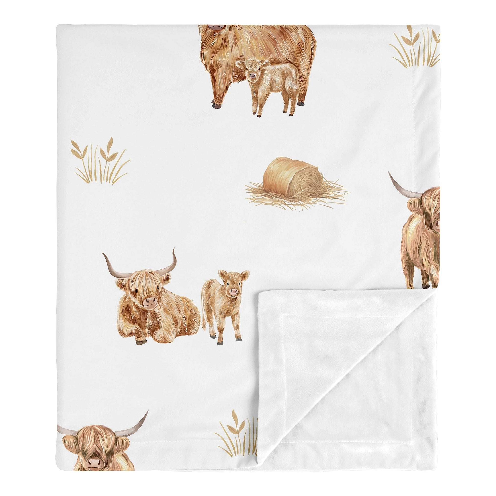Sweet Jojo Designs Boho Highland Cow Boy Girl Gender Neutral Baby Receiving Security Swaddle Blanket Farm Animal Farmhouse