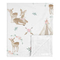 Sweet Jojo Designs Boho Watercolor Woodland Deer Floral Baby Receiving Security Swaddle Blanket Blush Pink Mint Green White