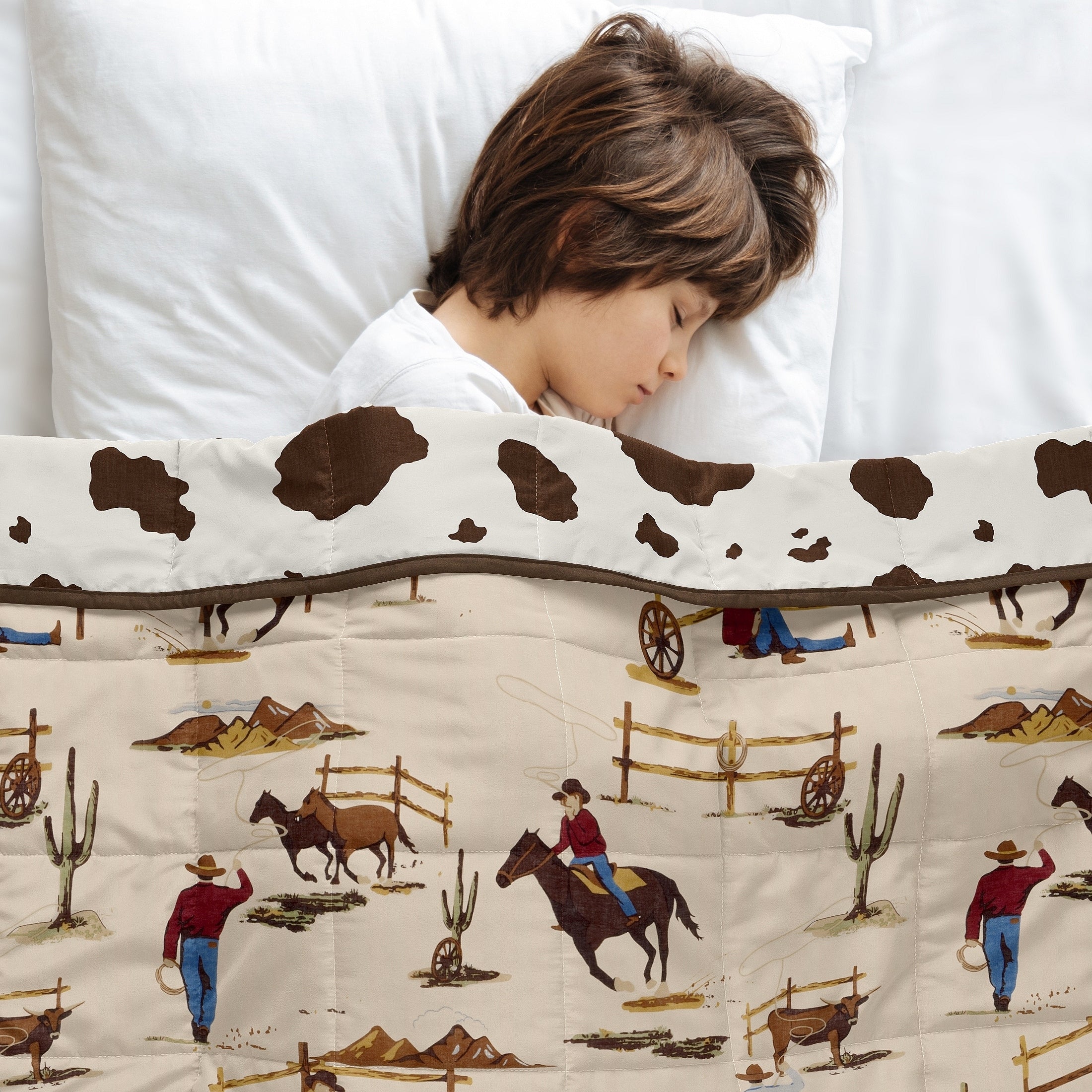 Sweet Jojo Designs Brown Western Cowboy Boy Toddler Weighted Blanket 5Lbs For Kids Cow Print And Wild West Southern Charm
