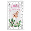 Sweet Jojo Designs Cactus Floral Collection Girl Photo Op Fitted Crib Sheet Pink And Green Boho Watercolor Love Grows Here