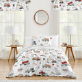 Sweet Jojo Designs Construction Truck Boy 4Pc Twin Comforter Set Grey Yellow Orange Red Blue Transportation Chevron