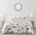 Sweet Jojo Designs Construction Truck Boy 3Pc Full Queen Comforter Set Grey Yellow Orange Red And Blue Transportation