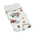 Sweet Jojo Designs Construction Truck Boy Changing Pad Cover Grey Yellow Orange Red Blue Transportation Chevron Arrow