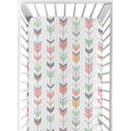 Sweet Jojo Designs Coral And Mint Mod Arrow Collection Fitted Crib Sheet
