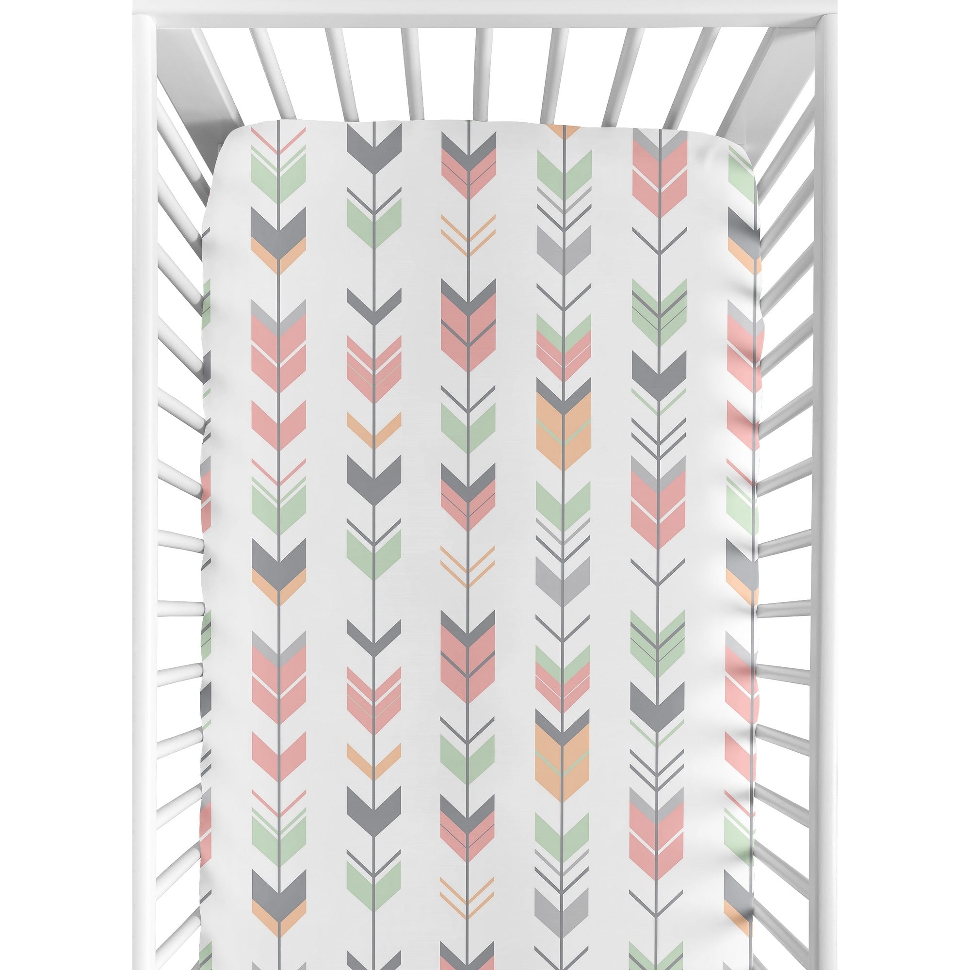 Sweet Jojo Designs Coral And Mint Mod Arrow Collection Fitted Crib Sheet