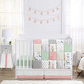 Sweet Jojo Designs Coral And Mint Woodsy Collection 4 Piece Bumperless Crib Bedding Set