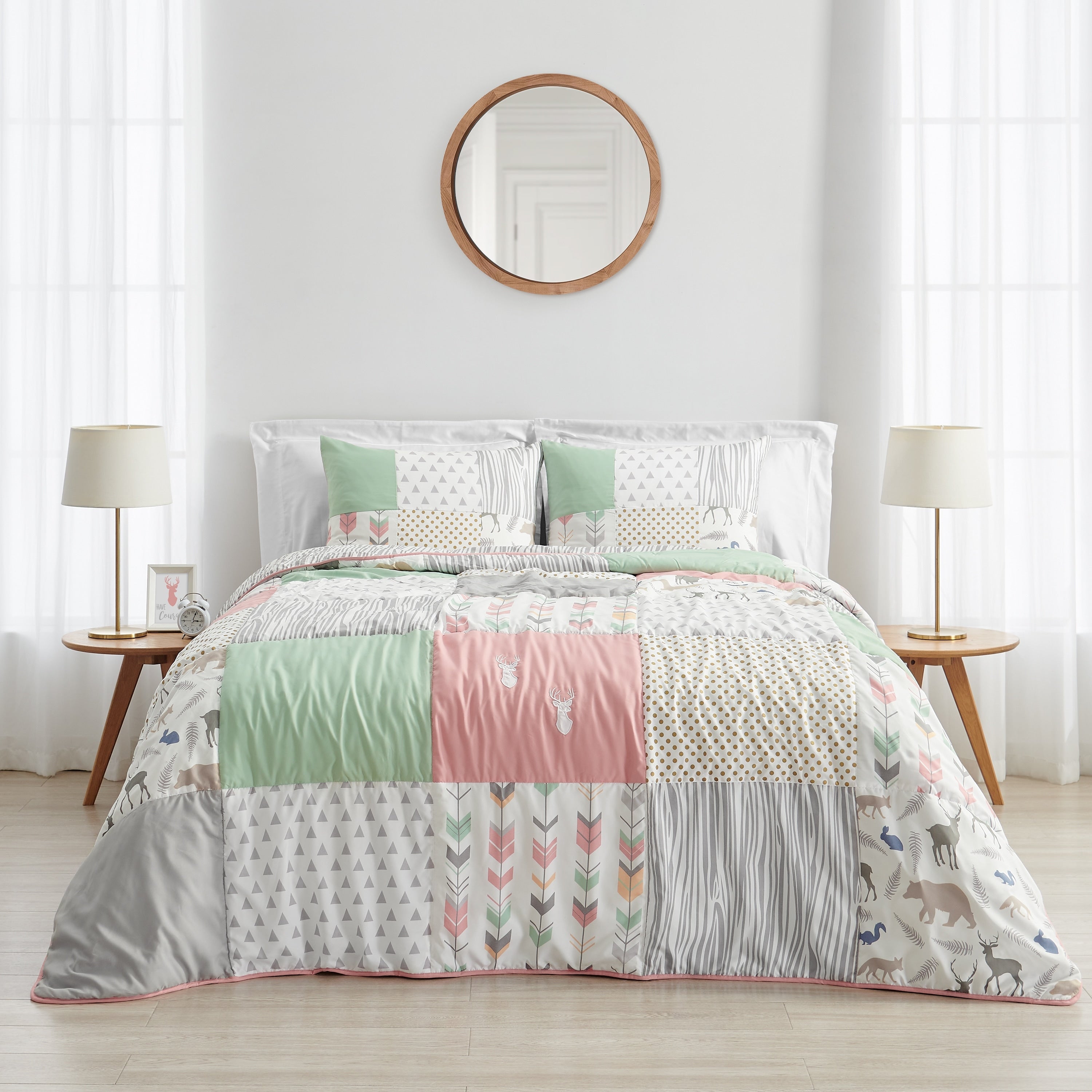 Sweet Jojo Designs Coral And Mint Woodsy Comforter Set