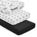 Sweet Jojo Designs Dog Boy Girl Unisex Gender Neutral 3 Pack Fitted Crib Sheets Black White Boho Hatch Solid Black Puppies