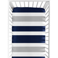 Sweet Jojo Designs Fitted Crib Sheet For The Navy Blue And Gray Stripe Collection
