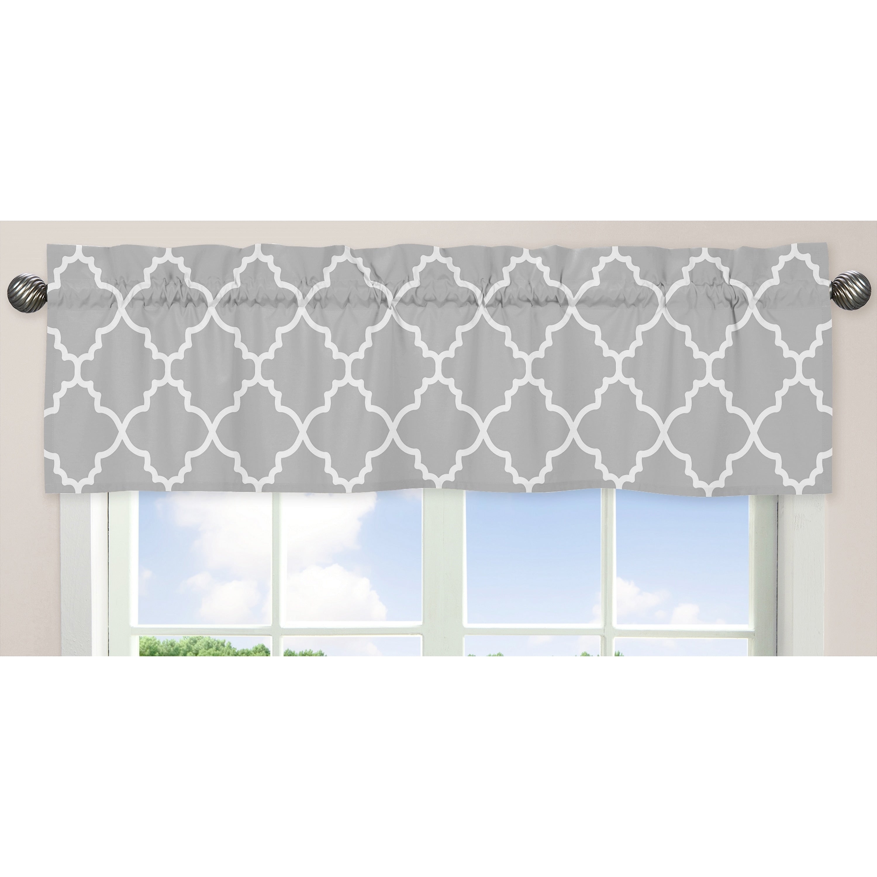 Sweet Jojo Designs Gray And White 54 Inch X 15 Inch Window Treatment Curtain Valance For Gray And White Trel