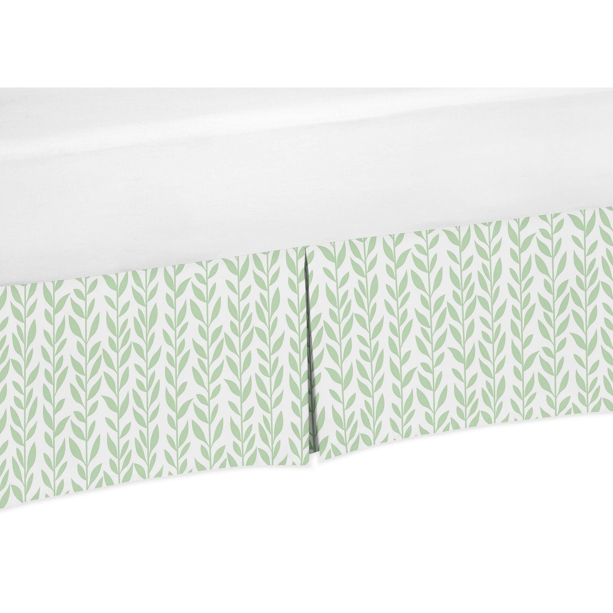 Sweet Jojo Designs Green And White Leaf Floral Collection Girl Crib Bed Skirt Boho Farmhouse Sunflower Collection