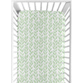 Sweet Jojo Designs Green And White Leaf Floral Collection Girl Fitted Crib Sheet Boho Farmhouse Sunflower Collection