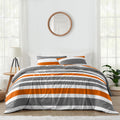Sweet Jojo Designs Grey And Orange Stripe 3 Piece Full Queen Size Comforter Set