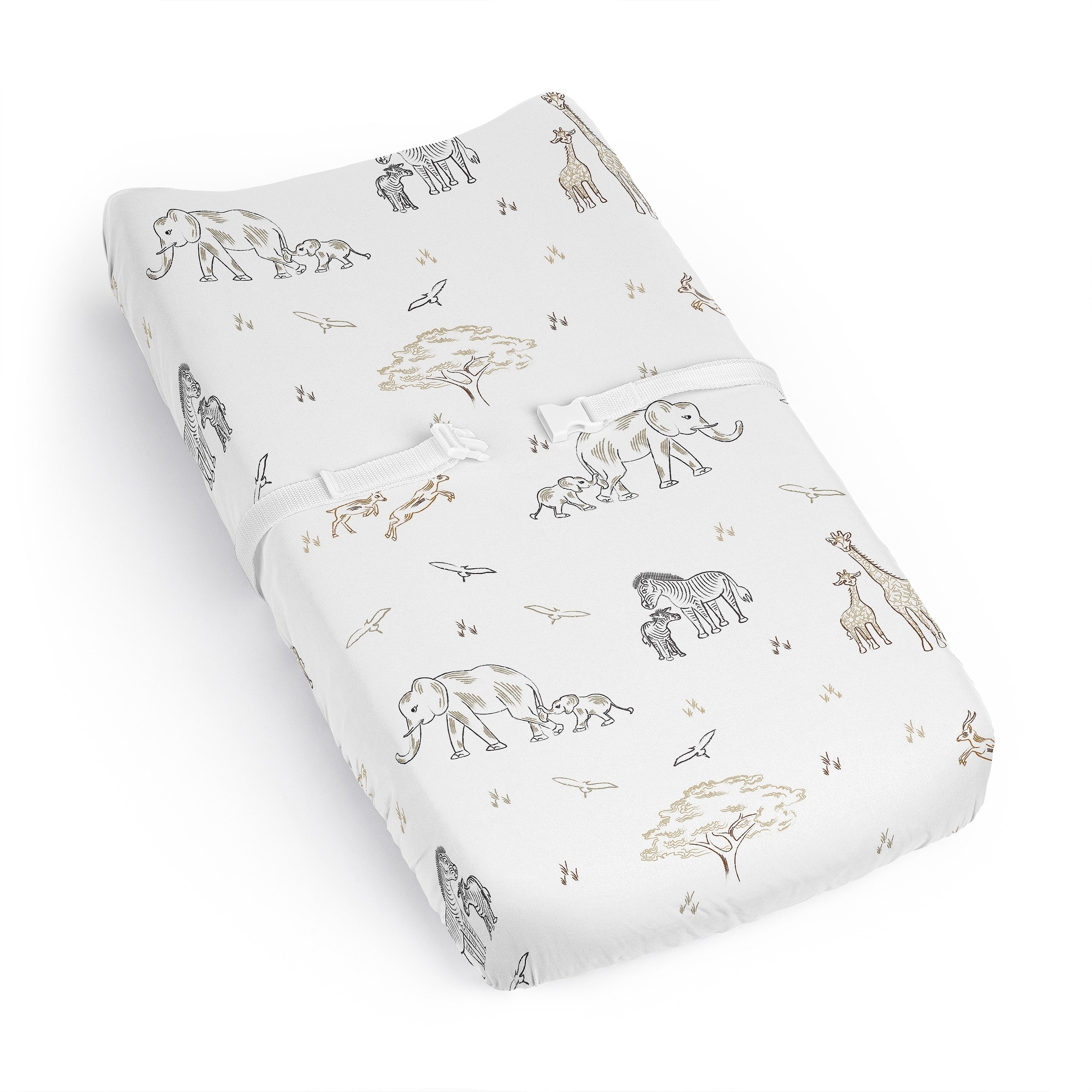 Sweet Jojo Designs Jungle Safari Animals Boy Girl Unisex Gender Neutral Changing Pad Cover Sheet Zebra Wildlife For Serengeti