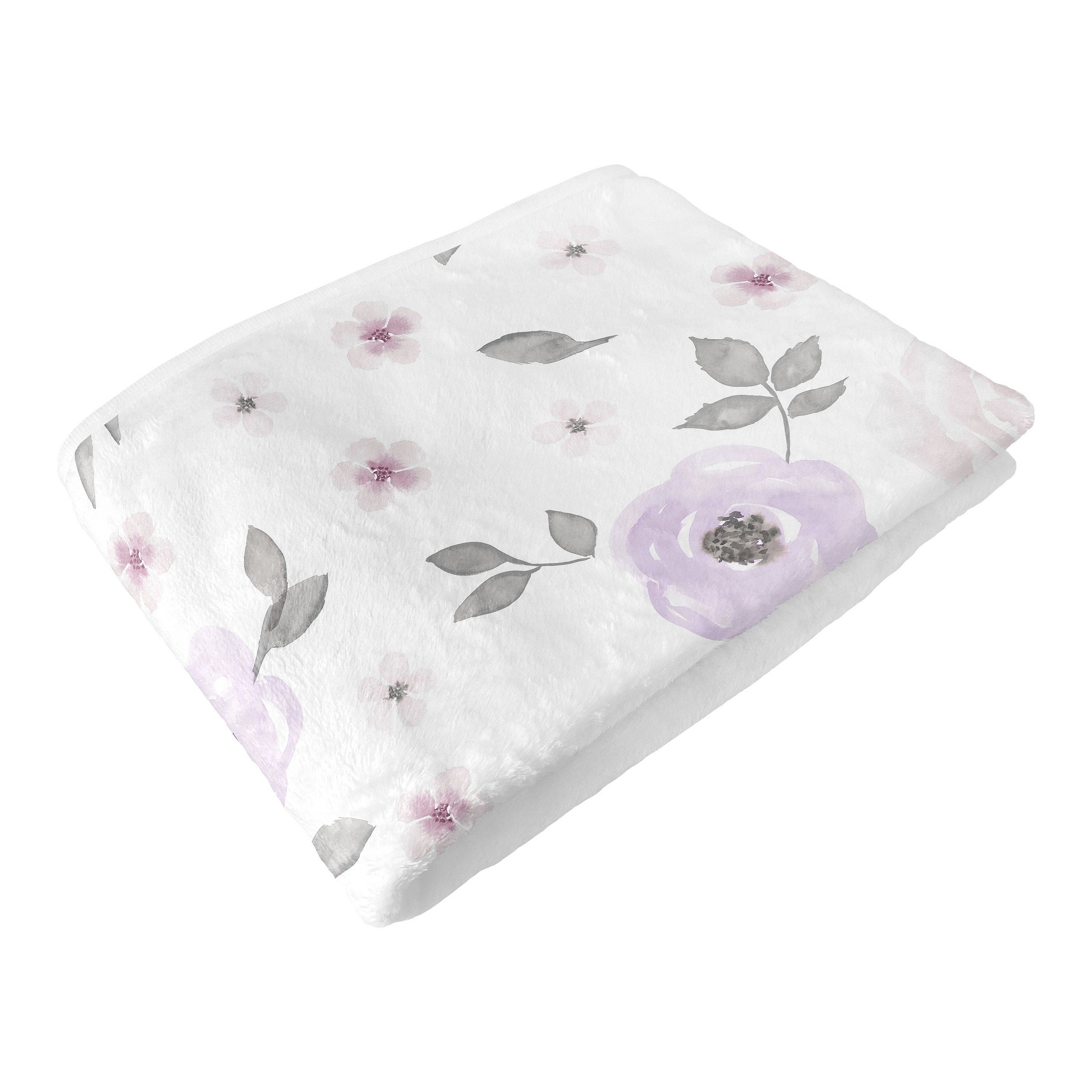 Sweet Jojo Designs Lavender Purple Boho Floral Girl Toddler Blanket Baby Swaddle Bohemian Shabby Chic Watercolor Farmhouse