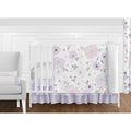 Sweet Jojo Designs Lavender Purple Pink Grey White Shabby Chic Watercolor Floral Collection 11 Piece Nursery Crib Bedding Set