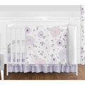 Sweet Jojo Watercolor Floral Lavender Shabby Chic 4 Piece Nursery Crib Bedding Set
