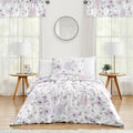 Sweet Jojo Designs Lavender Purple Pink Grey White Shabby Chic Watercolor Floral Collection Girl 4 Piece Twin Size Comforter Set