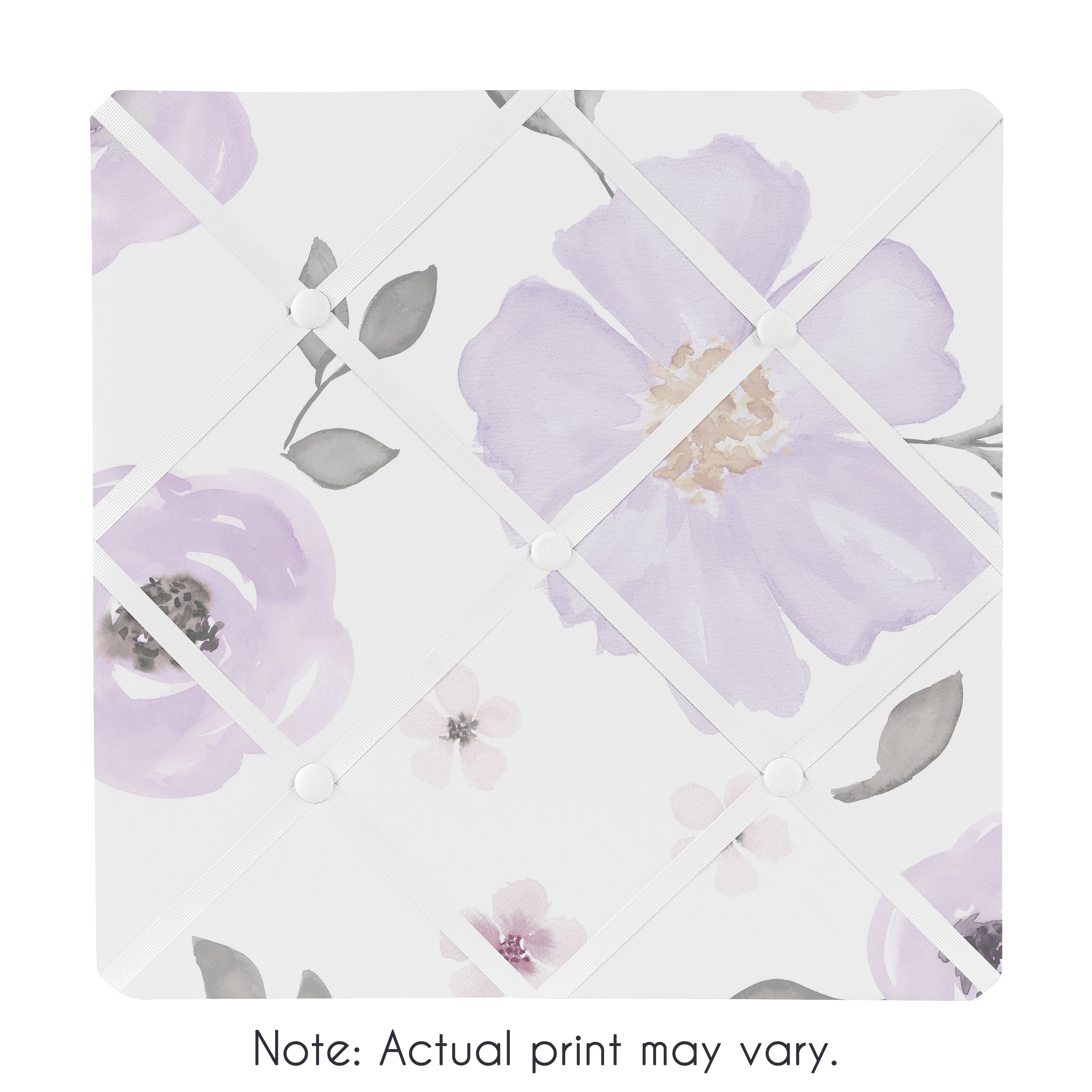 Sweet Jojo Designs Lavender Purple Pink Grey And White Watercolor Floral Collection 13 Inch Fabric Memory Photo Bulletin Board