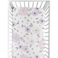 Sweet Jojo Designs Lavender Purple Pink Grey And White Watercolor Floral Collection Fitted Crib Sheet