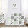 Sweet Jojo Designs Mint Grey And White Watercolor Elephant Safari Collection Unisex 4 Piece Crib Bedding Set