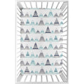 Sweet Jojo Designs Navy Blue Aqua And Grey Aztec Mountains Collection Fitted Mini Portable Crib Sheet