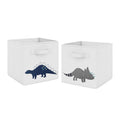 Sweet Jojo Designs Navy Blue Grey Modern Dino Mod Dinosaur Collection Foldable Fabric Storage Cube Bins Boxes Set Of 2