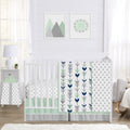 Sweet Jojo Designs Navy Blue Grey And Mint Mod Arrow Collection 4 Piece Bumperless Crib Bedding Set