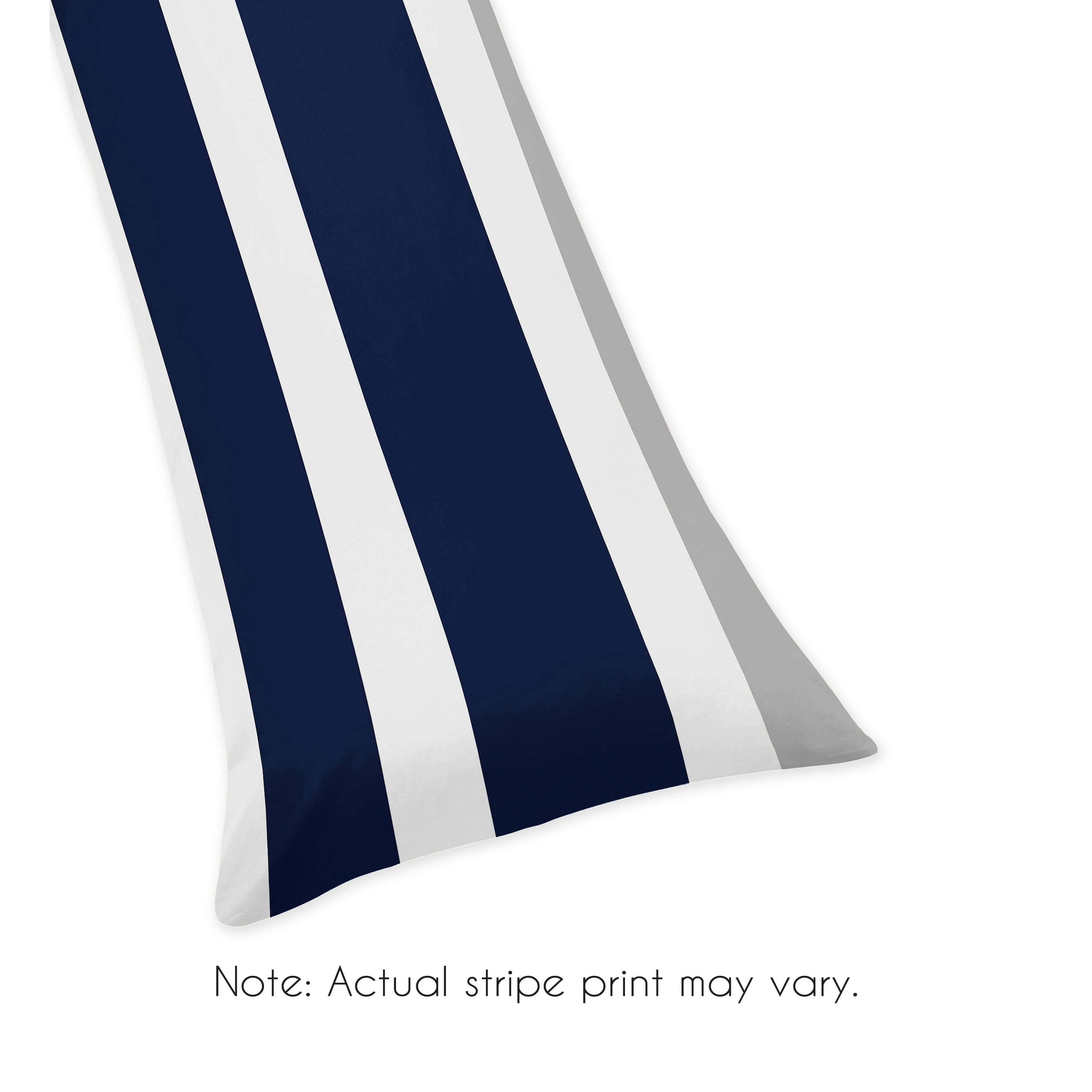 Sweet Jojo Designs Navy Blue And Gray Stripe Collection Body Pillow Case