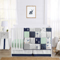 Sweet Jojo Designs Navy And Mint Woodsy Collection 4 Piece Bumperless Crib Bedding Set